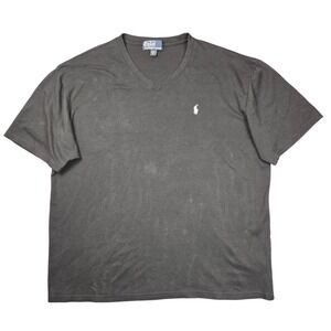 Polo Ralph Lauren Mens V Neck T Shirt Dark Gray Embroidered Pony XXL XXXL